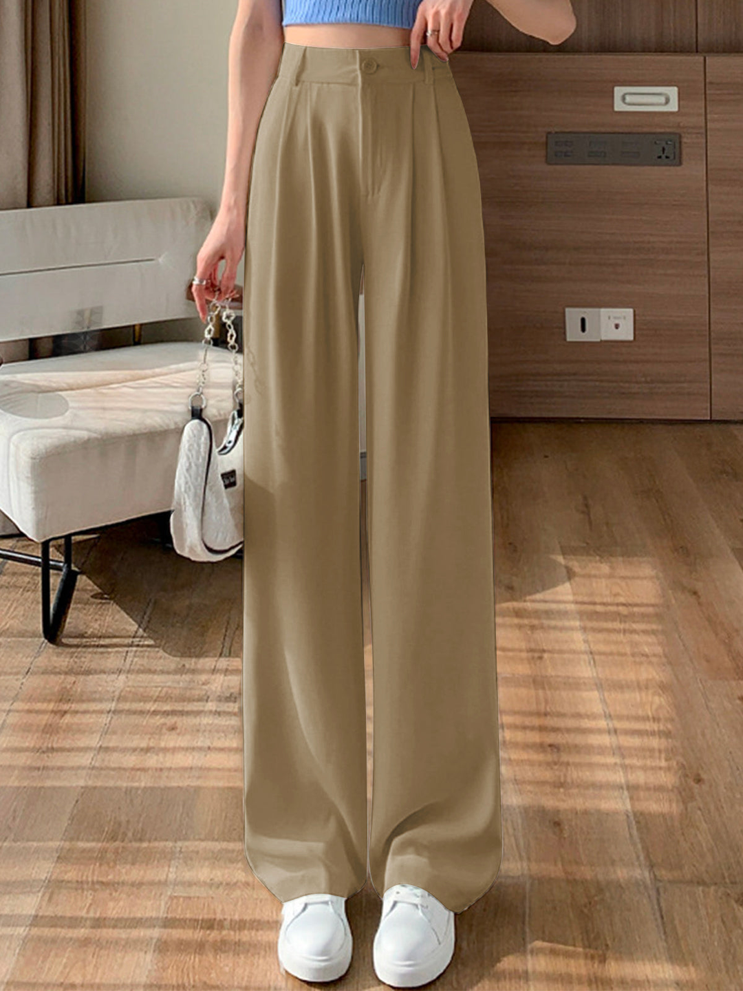 Sleek Wide-Leg Straight Trousers for Effortless Style