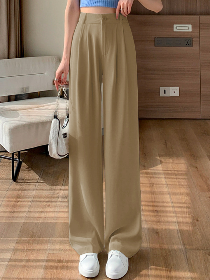 Sleek Wide-Leg Straight Trousers for Effortless Style