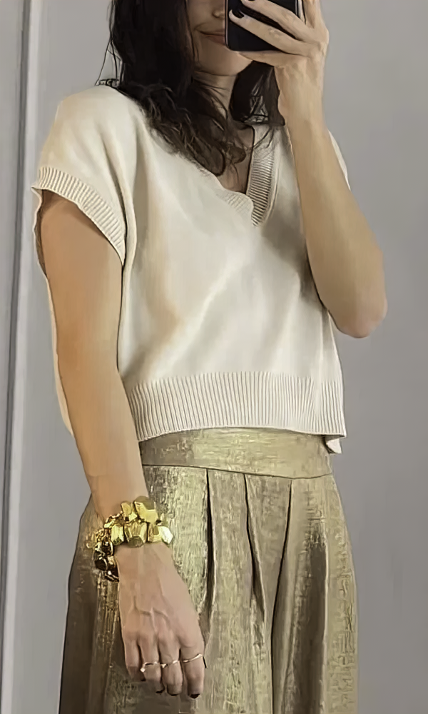 High-Waist Trousers and Matching Top Ensemble
