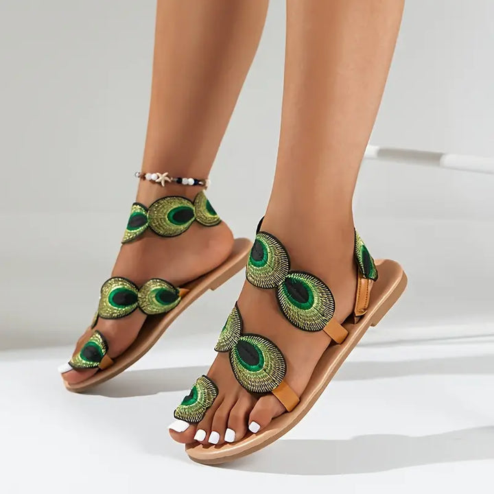 Stunning Women's Sandals with Exquisite Peacock Design