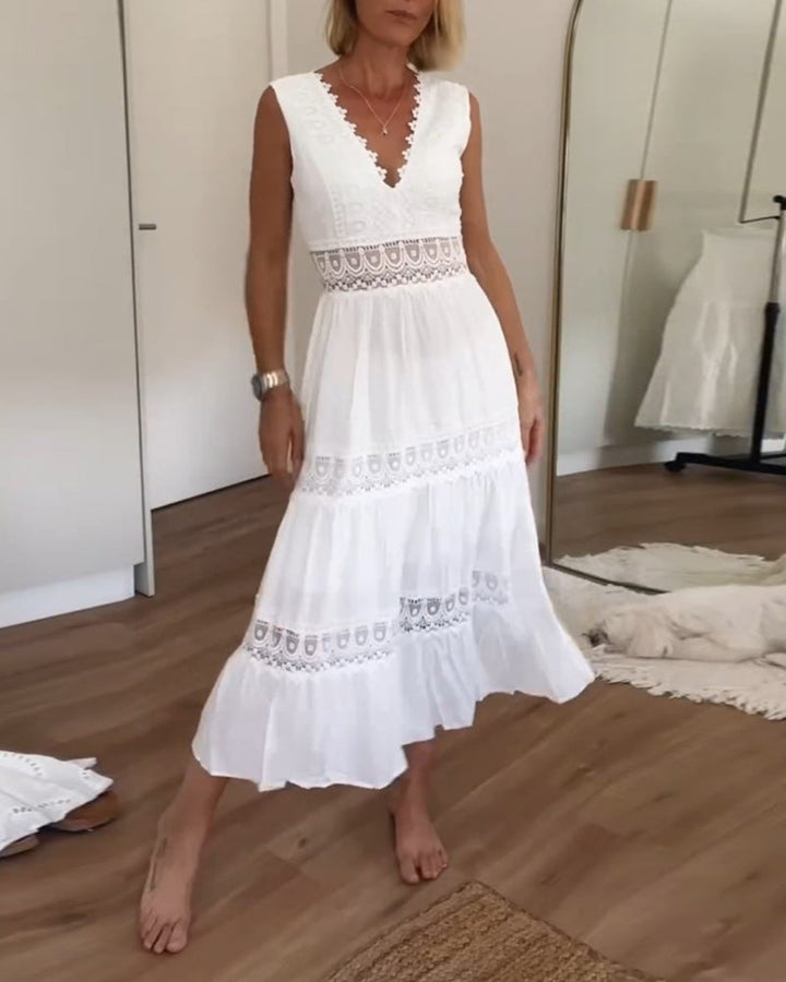 Chic V-Neck Lace Tank Dress