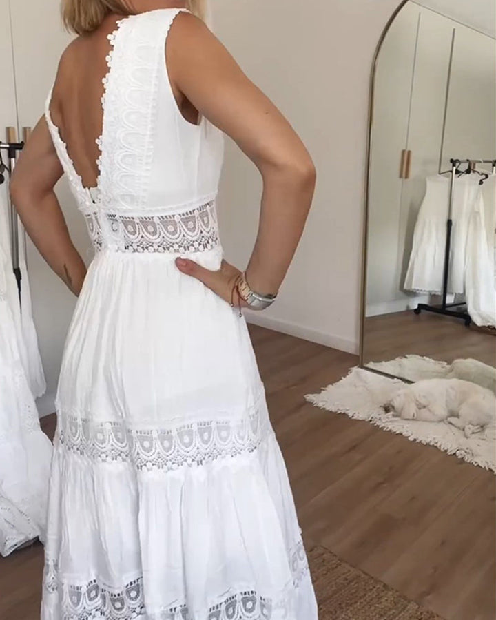 Chic V-Neck Lace Tank Dress