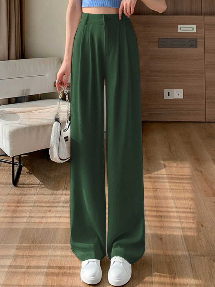 Sleek Wide-Leg Straight Trousers for Effortless Style
