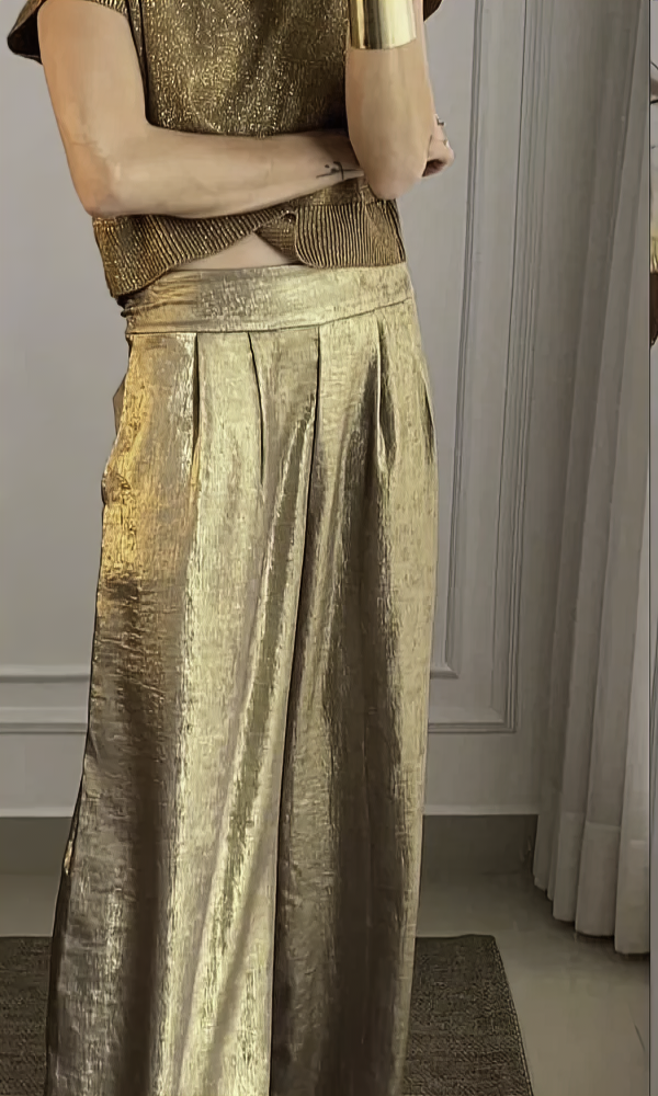 High-Waist Trousers and Matching Top Ensemble