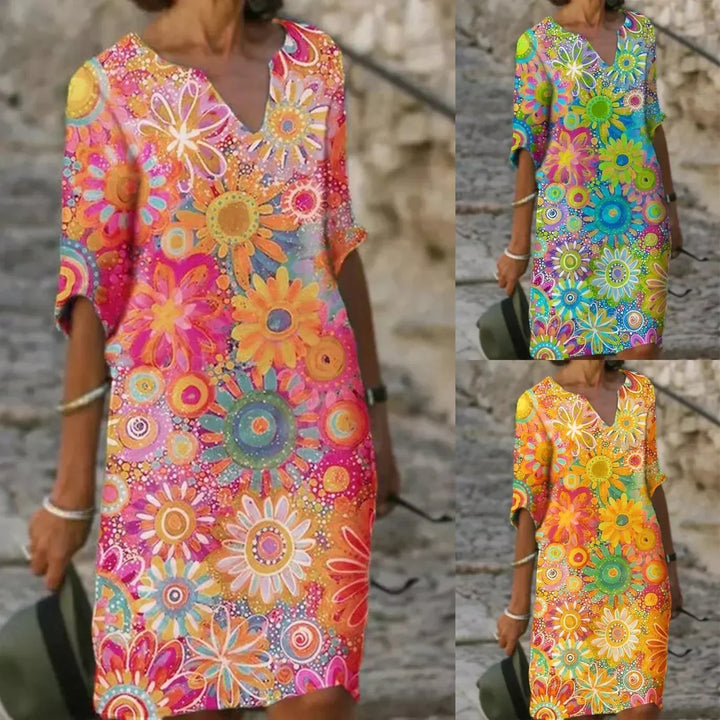 Charming V-Neck Floral Dress
