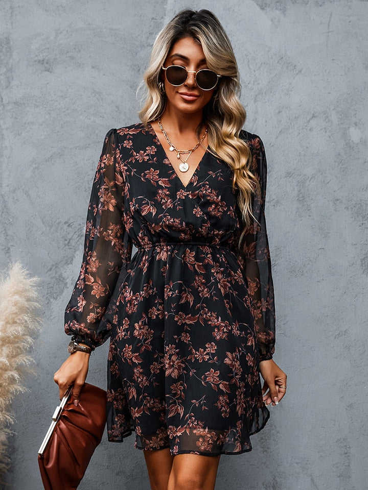 Charming Floral Print Mini Dress by Hollis