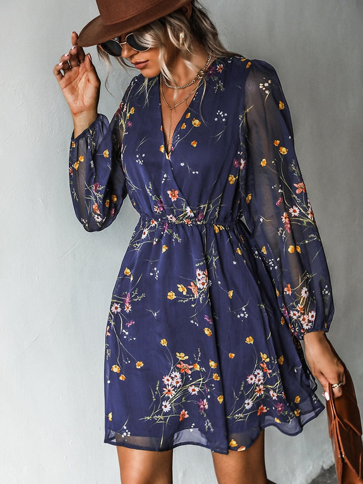 Charming Floral Print Mini Dress by Hollis