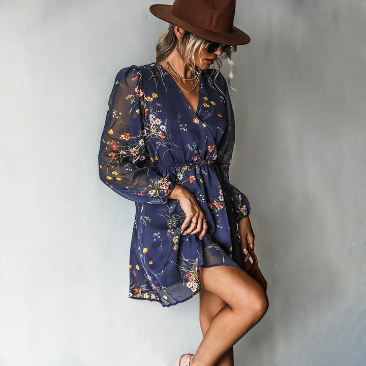 Charming Floral Print Mini Dress by Hollis