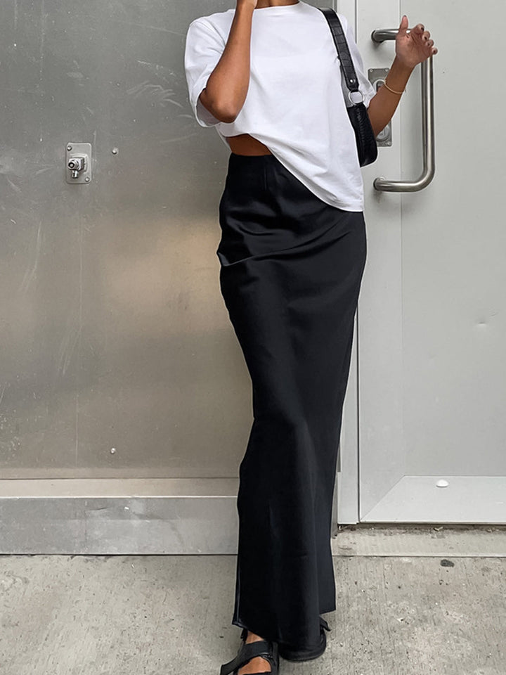 Elegantly Chic Satin Maxi Skirt
