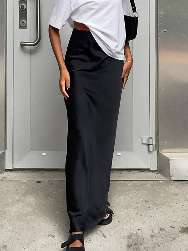 Elegantly Chic Satin Maxi Skirt