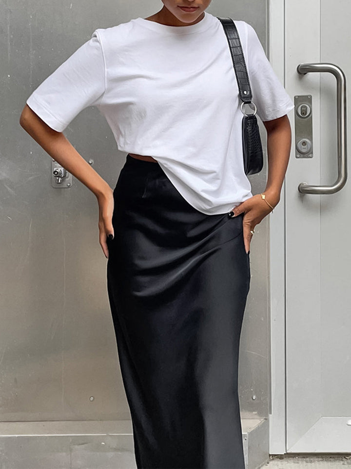 Elegantly Chic Satin Maxi Skirt