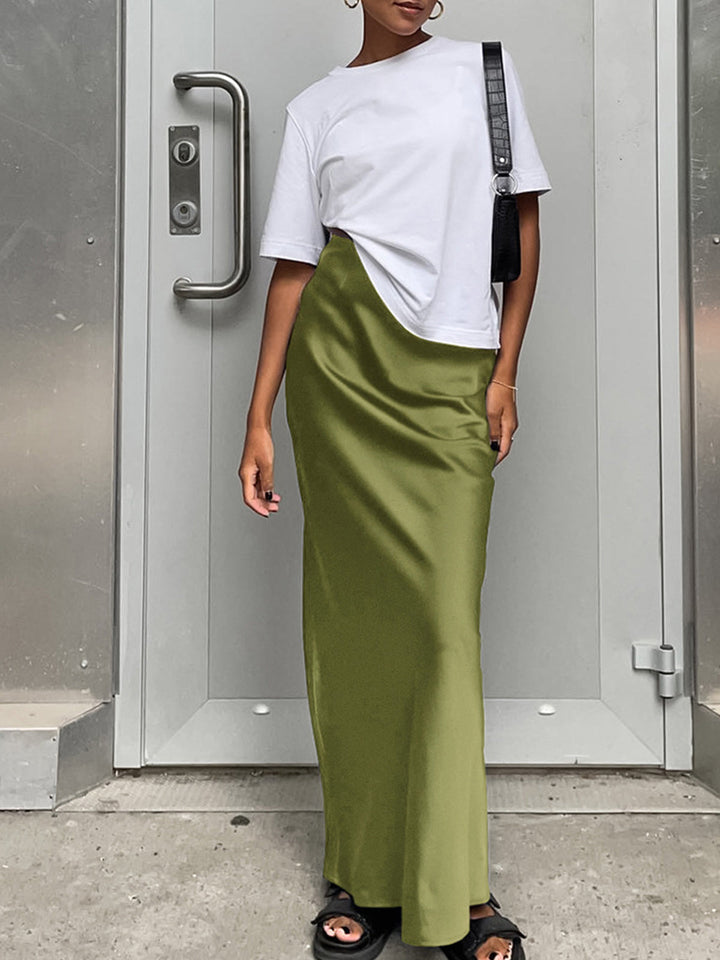 Elegantly Chic Satin Maxi Skirt