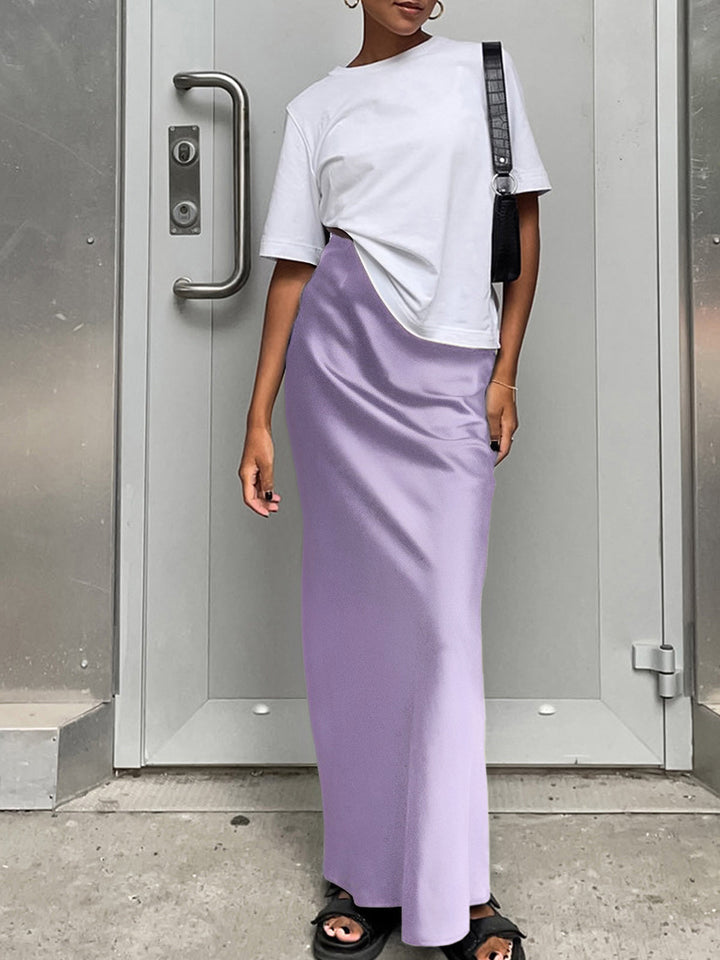 Elegantly Chic Satin Maxi Skirt