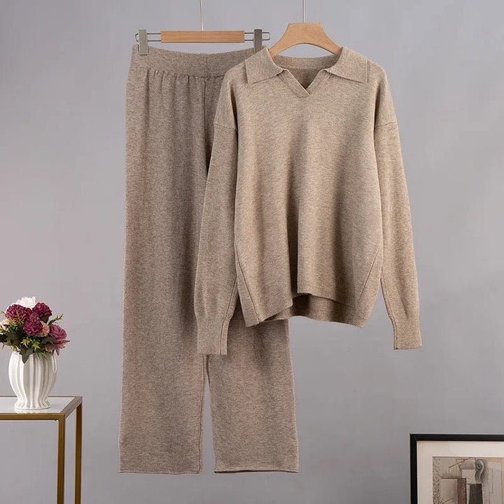 Stylish Cotton Polo Set with Flattering Flare Pants