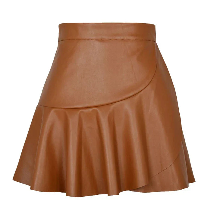 Stylish Pleated Faux Leather Skirt