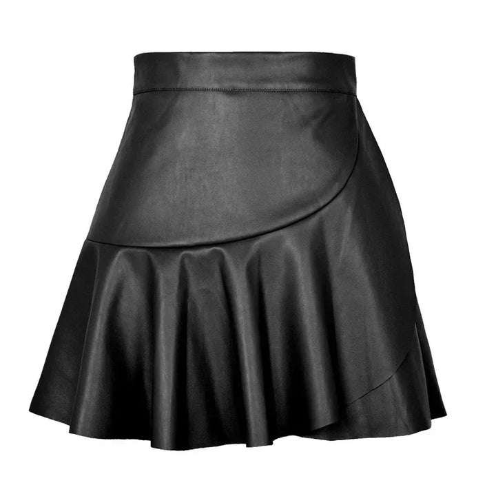 Stylish Pleated Faux Leather Skirt