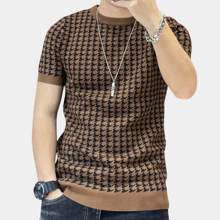 Trendy Houndstooth Men's Shirt for a Sharp Look