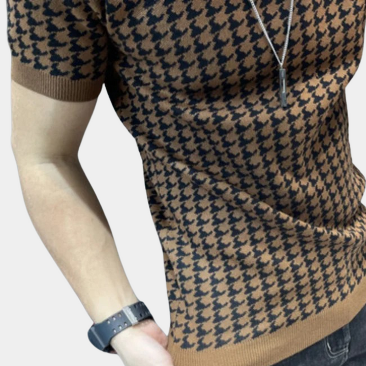 Trendy Houndstooth Men's Shirt for a Sharp Look