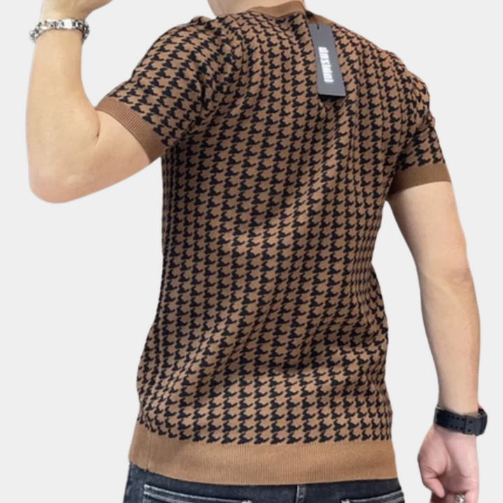 Trendy Houndstooth Men's Shirt for a Sharp Look