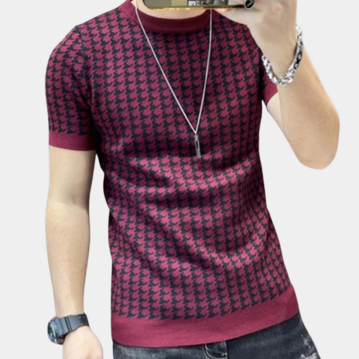 Trendy Houndstooth Men's Shirt for a Sharp Look