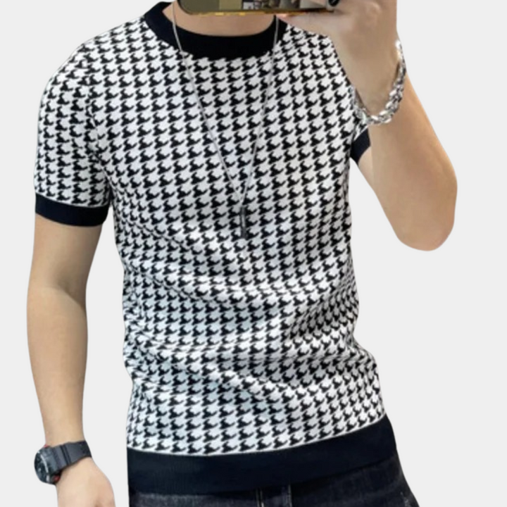 Trendy Houndstooth Men's Shirt for a Sharp Look