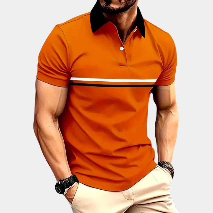 Chic Colour-Block Orange Shirt for Trendy Men