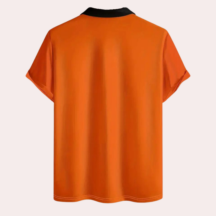 Chic Colour-Block Orange Shirt for Trendy Men