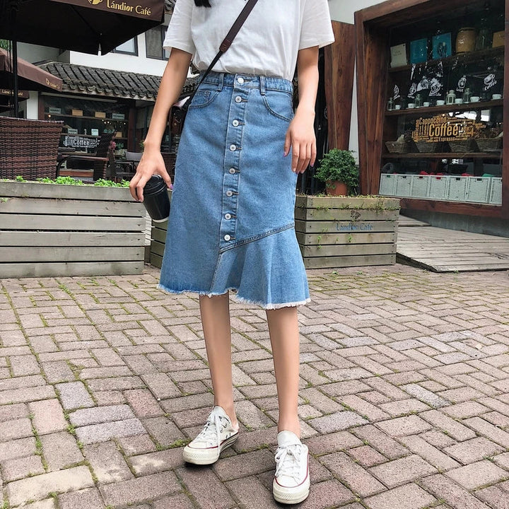 Chic Denim Midi Skirt