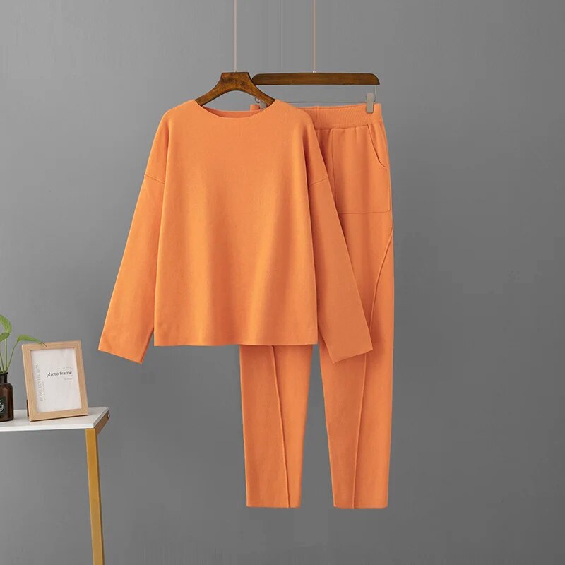 Cozy Chic 2-Piece Knitted Tracksuit