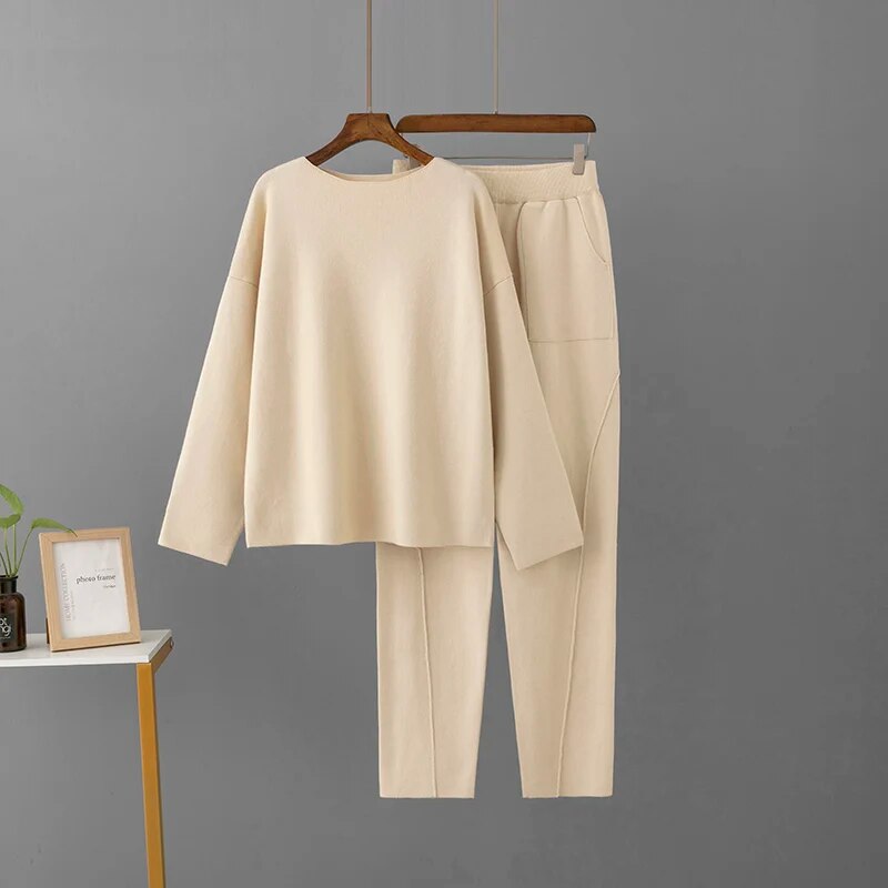 Cozy Chic 2-Piece Knitted Tracksuit