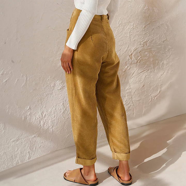 Chic High-Waist Corduroy Trousers