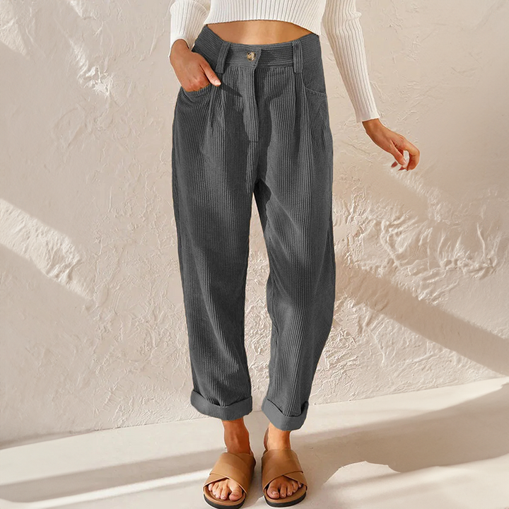 Chic High-Waist Corduroy Trousers