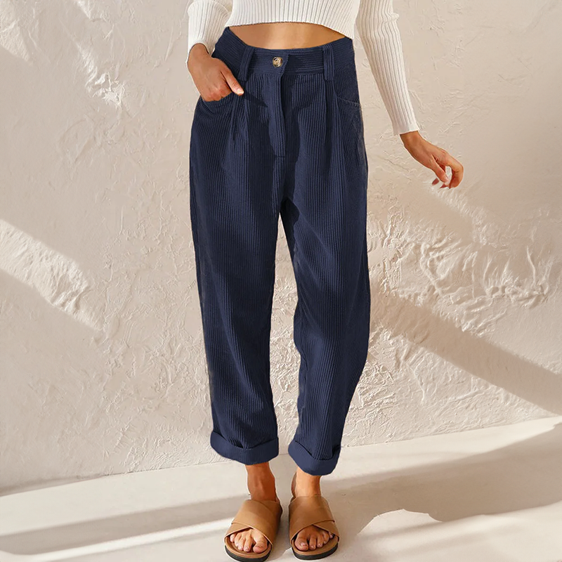Chic High-Waist Corduroy Trousers