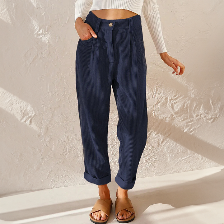 Chic High-Waist Corduroy Trousers