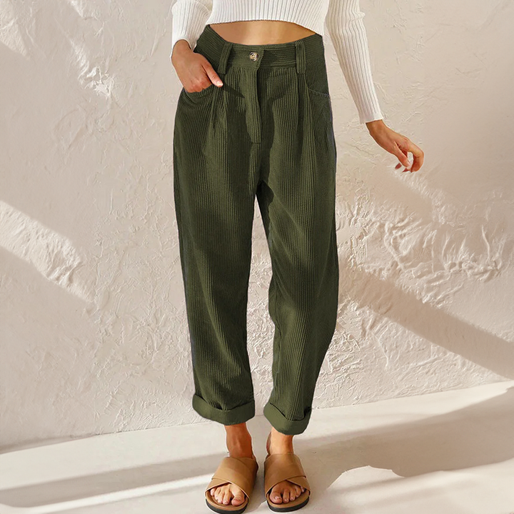 Chic High-Waist Corduroy Trousers
