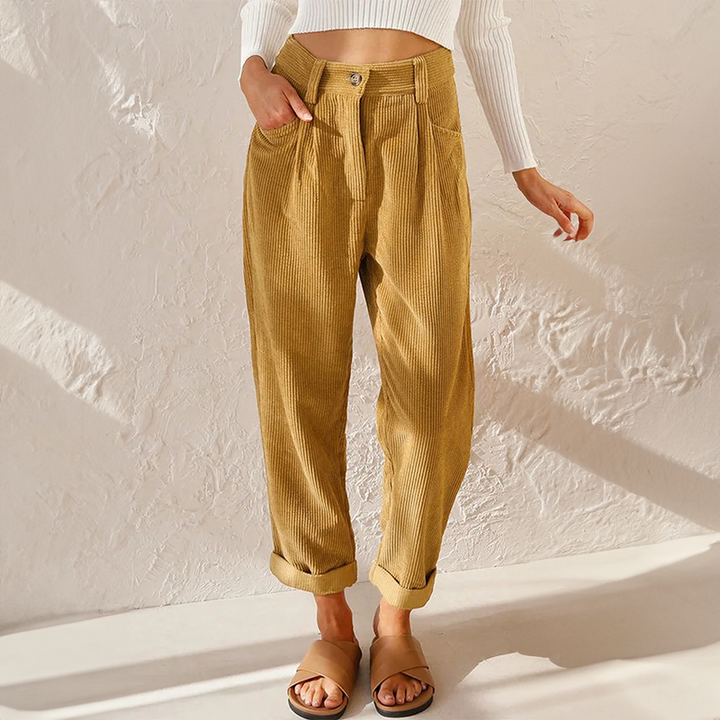 Chic High-Waist Corduroy Trousers