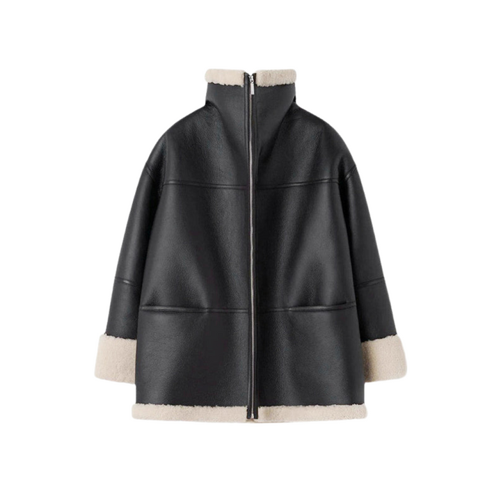 Luxe Leather & Fur Overcoat for Unmatched Elegance