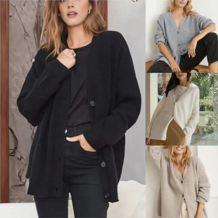 Chic V-Neck Cashmere Cardigan for Luxe Comfort