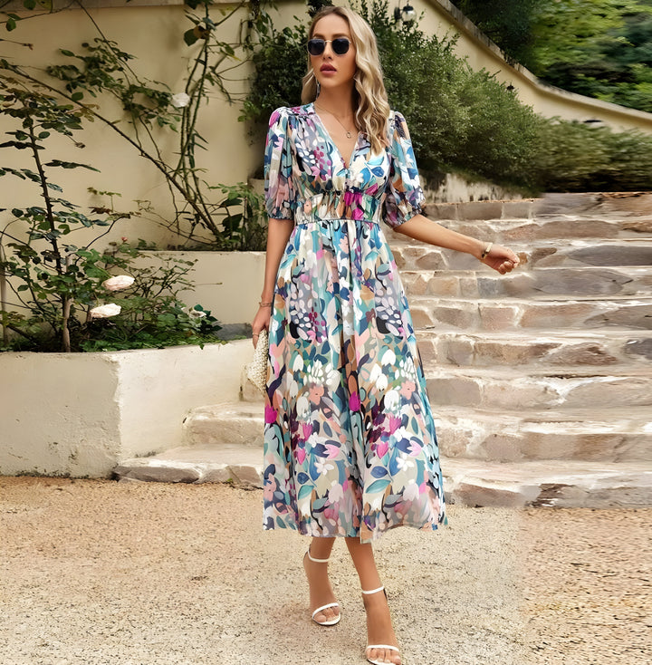 Chic Floral Midi Dress by Vanessa