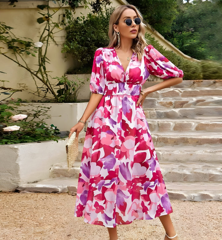 Chic Floral Midi Dress by Vanessa