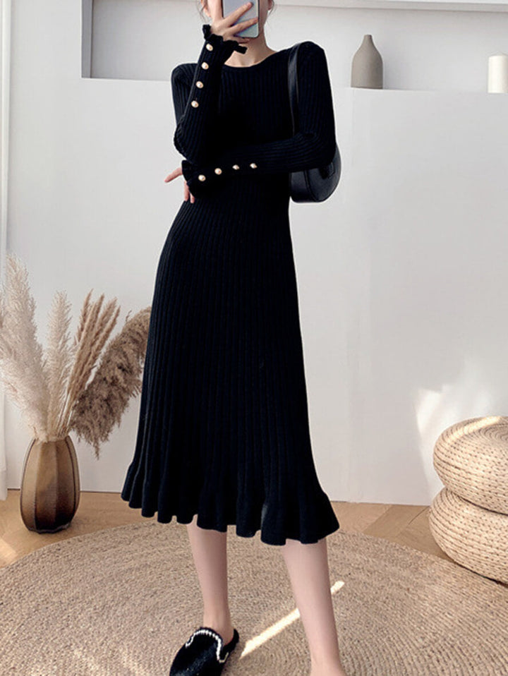 Stunning Midi Dress Adorned with Graceful Ruffles