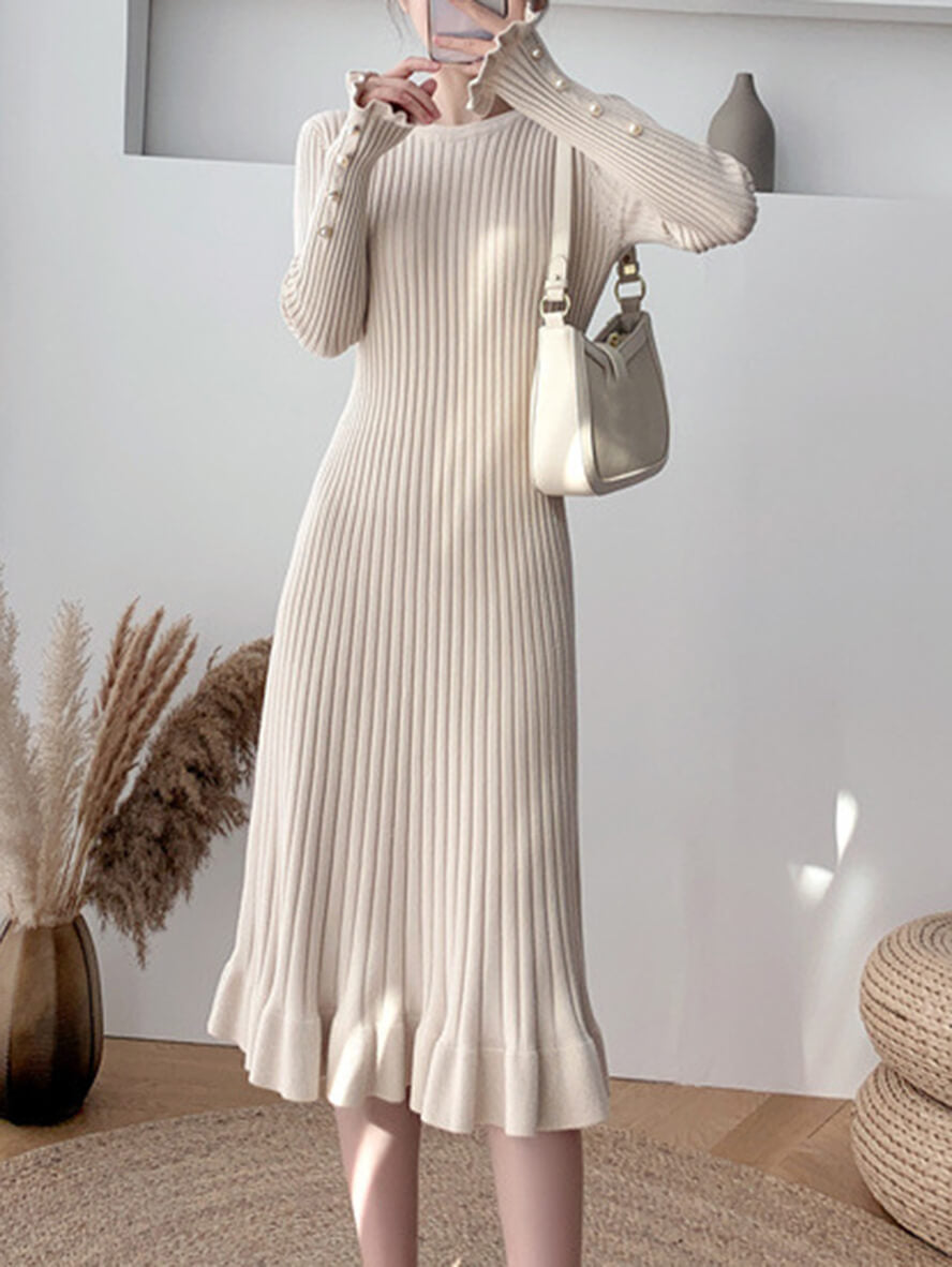 Stunning Midi Dress Adorned with Graceful Ruffles