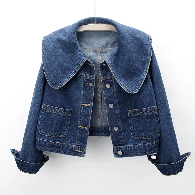 Stylish Oversized Denim Jacket with Chic Collar