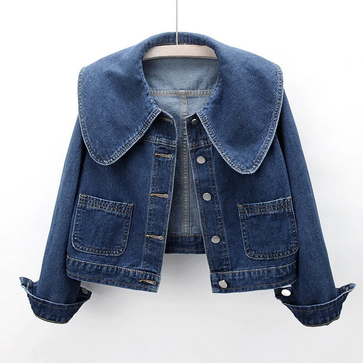 Stylish Oversized Denim Jacket with Chic Collar
