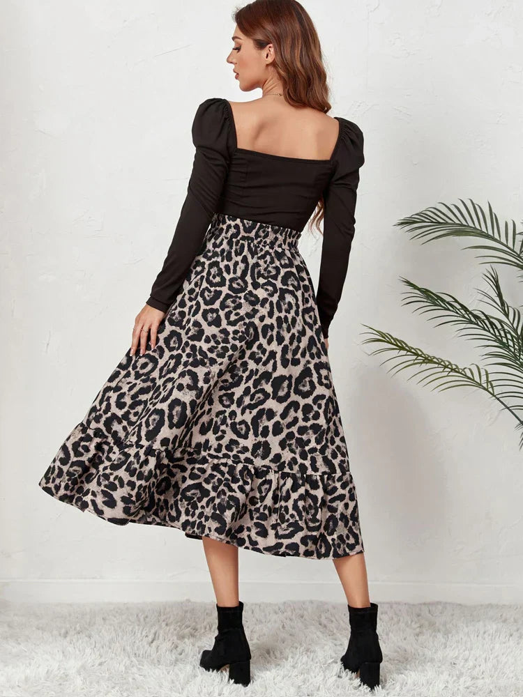 Graceful Leopard Print Maxi Skirt