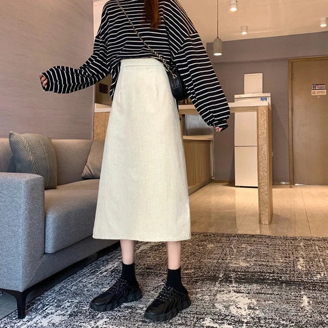 Chic Corduroy Maxi Skirts by Oda