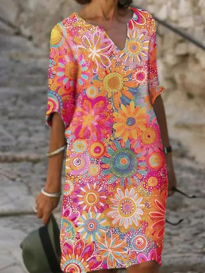 Charming V-Neck Floral Dress