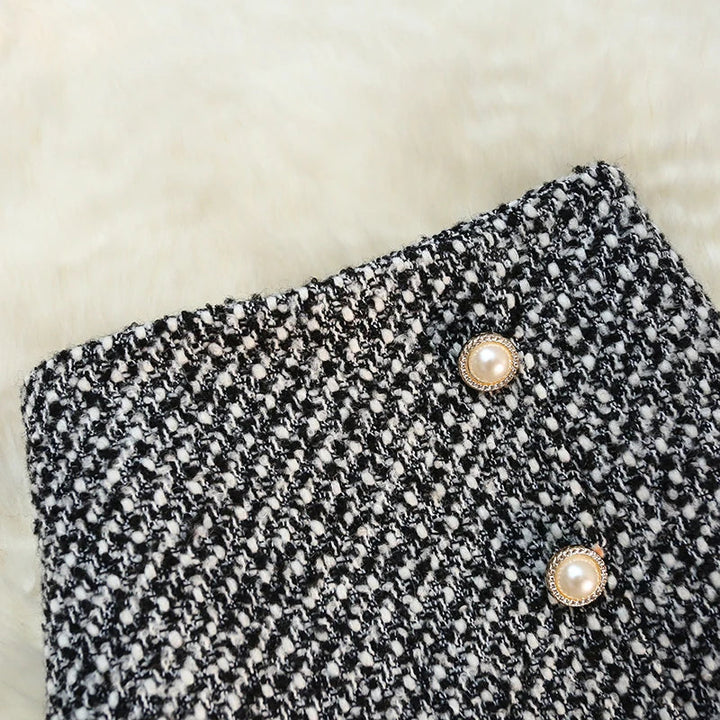 Chic Midi Tweed Skirt for Effortless Elegance