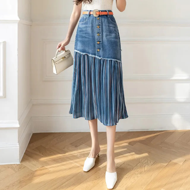 Chic Midi Denim Skirt by