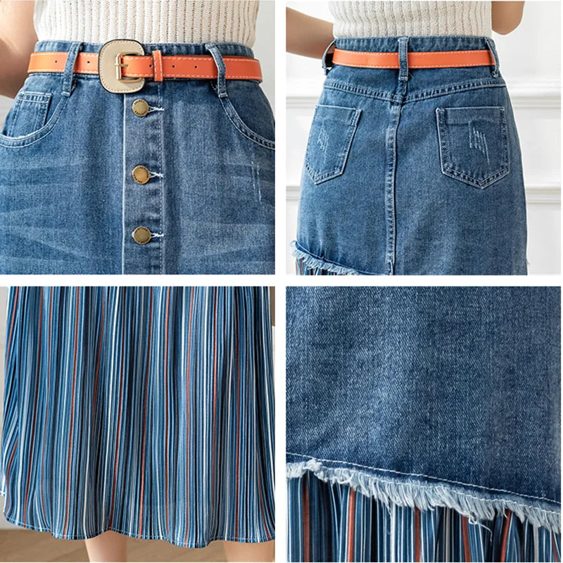 Chic Midi Denim Skirt by